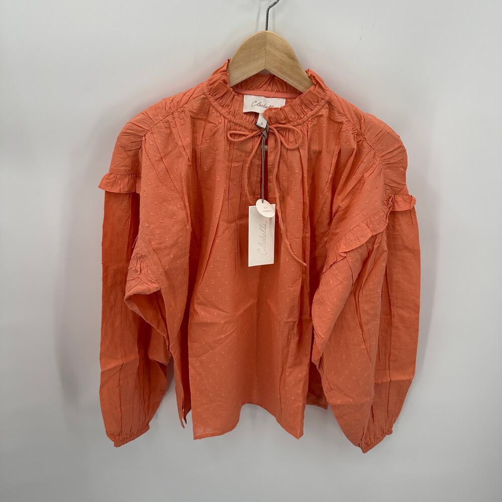 CLEOBELLA NWT Evereve Phoenix Puff Long Sleeve Organic Cotton Blouse Coral // S - Picture 5 of 16